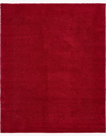 Red Solid Frieze Rug