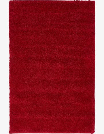 Red Solid Frieze Rug