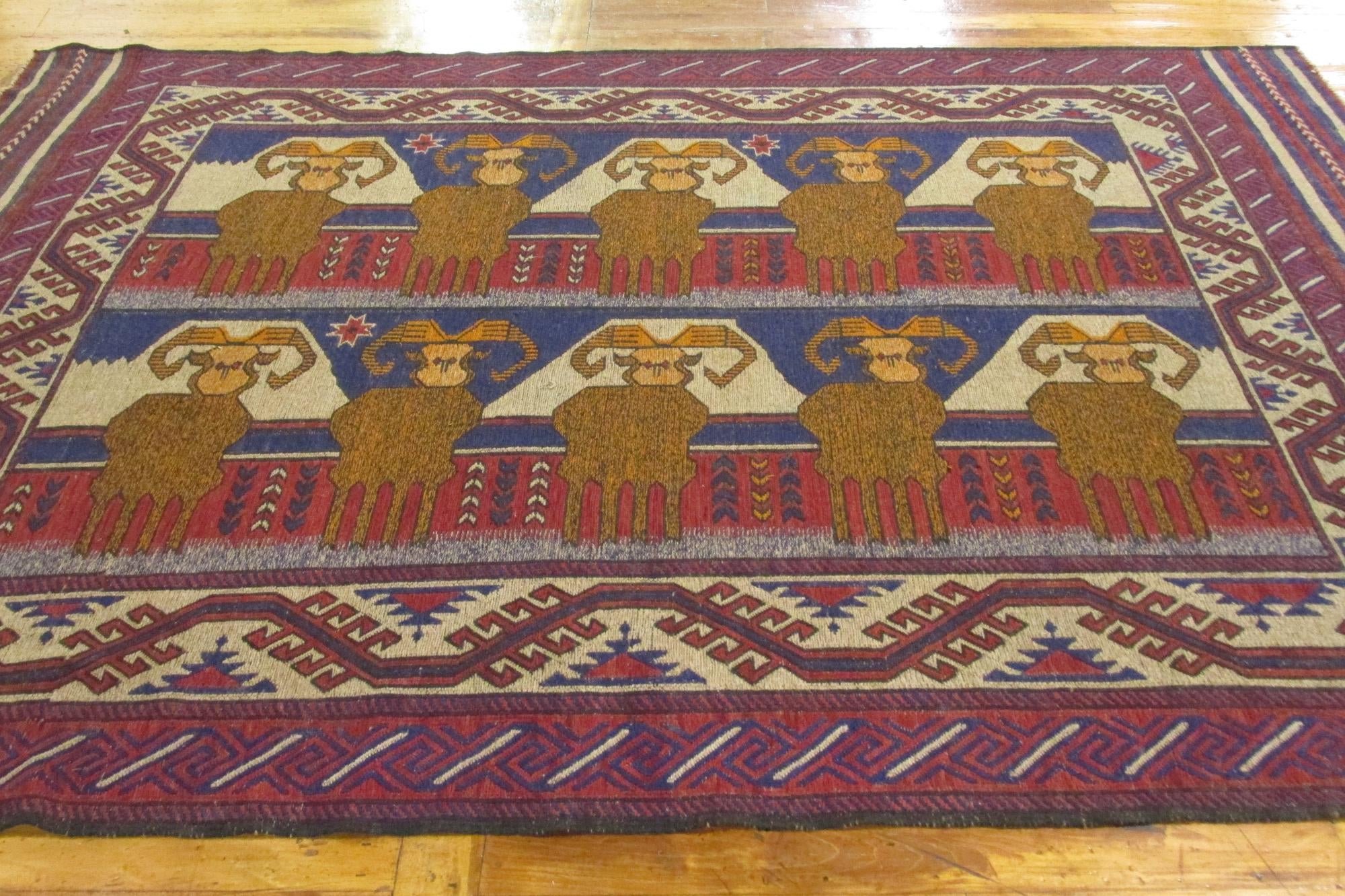 6' 3 x 9' 6 Hand Woven Sumak Wool Rug