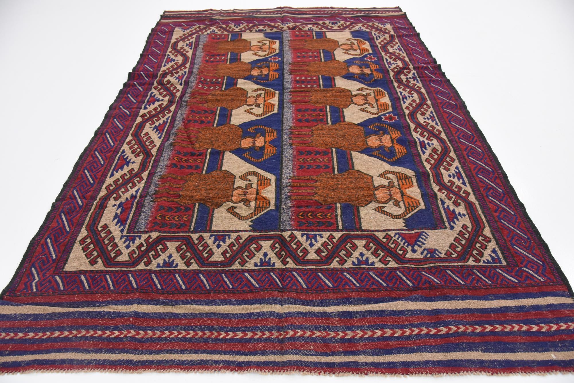 6' 3 x 9' 6 Hand Woven Sumak Wool Rug