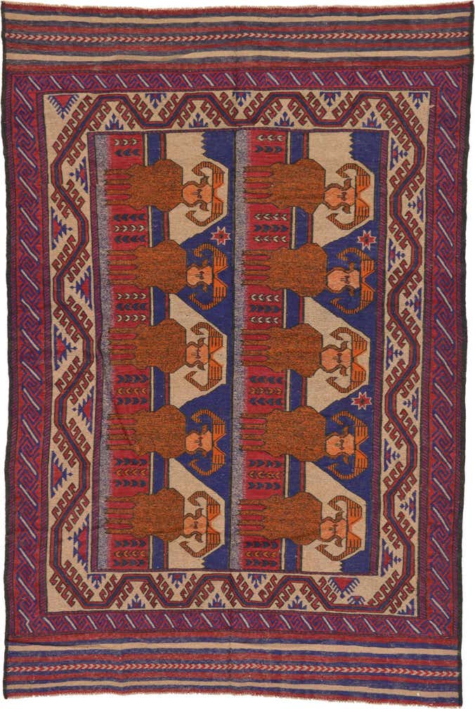 6' 3 x 9' 6 Hand Woven Sumak Wool Rug