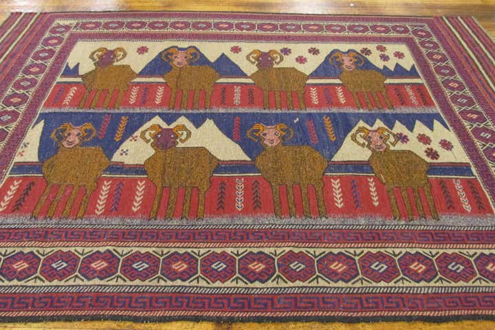 6' 5 x 9' 5 Hand Woven Sumak Wool Rug