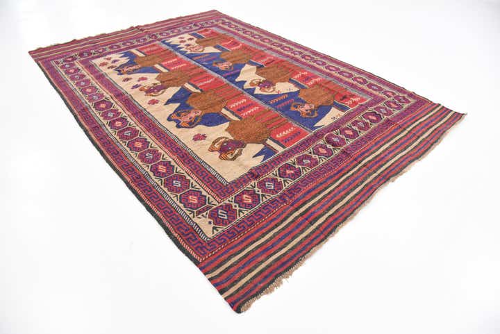 6' 5 x 9' 5 Hand Woven Sumak Wool Rug