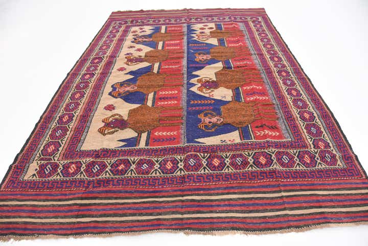 6' 5 x 9' 5 Hand Woven Sumak Wool Rug
