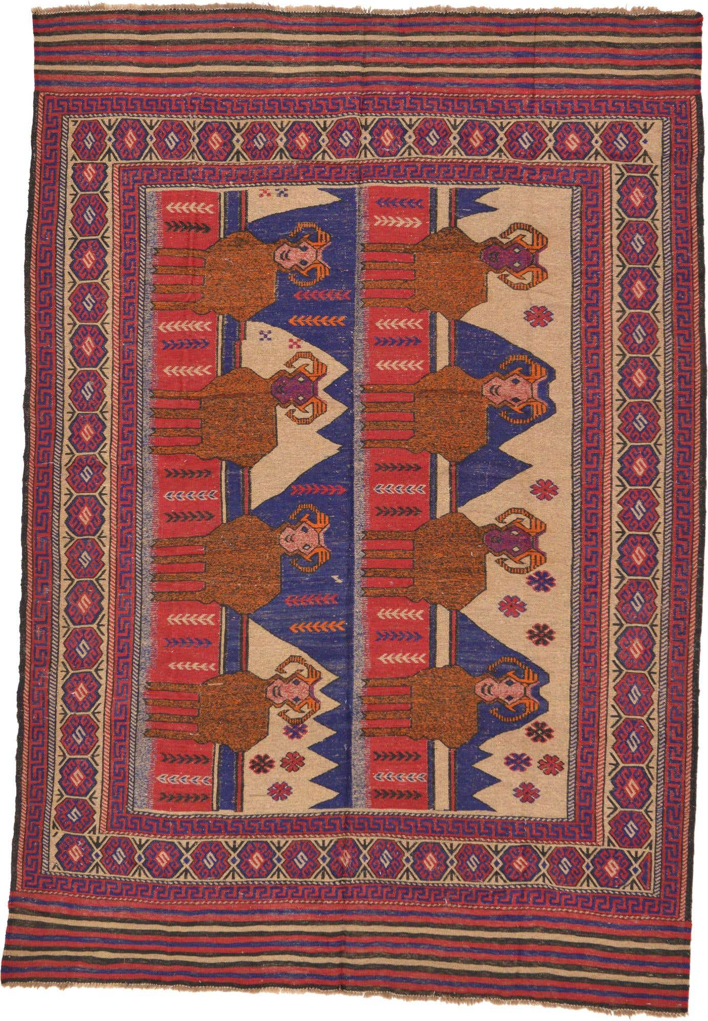 6' 5 x 9' 5 Hand Woven Sumak Wool Rug