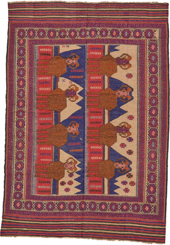 6' 5 x 9' 5 Hand Woven Sumak Wool Rug