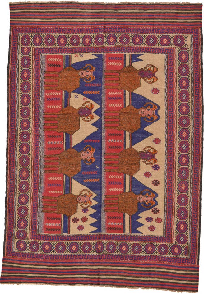 Detail image of 6' 5 x 9' 5 Hand Woven Sumak Wool Rug