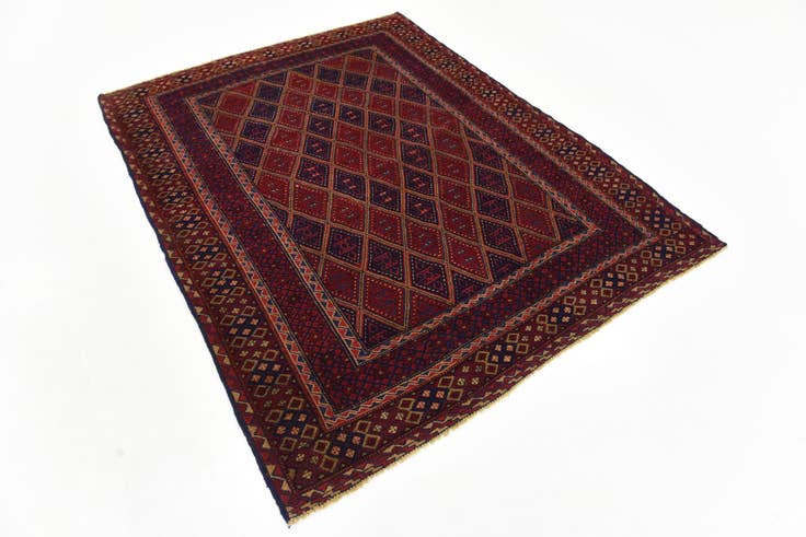 Detail image of 4' 10 x 6' 5 Hand Knotted Sumak Wool Rug