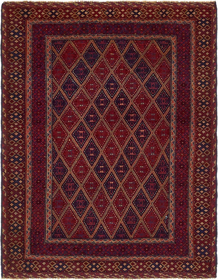Detail image of 4' 10 x 6' 5 Hand Knotted Sumak Wool Rug