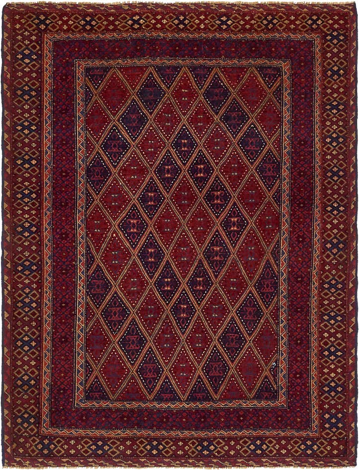 Detail image of 4' 10 x 6' 5 Hand Knotted Sumak Wool Rug