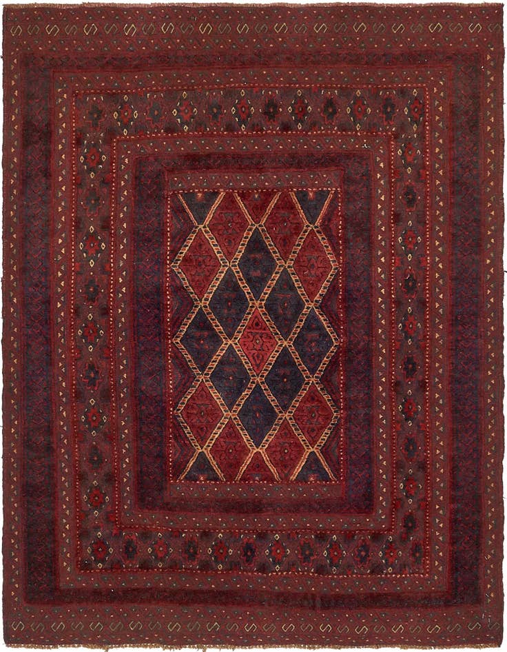 Detail image of 4' 10 x 6' 4 Hand Knotted Sumak Wool Rug