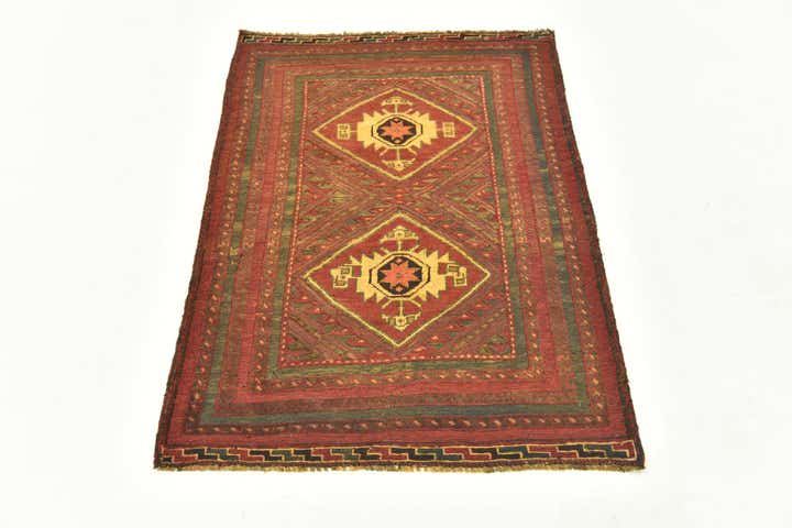 2' 7 x 4' Hand Knotted Sumak Wool Rug