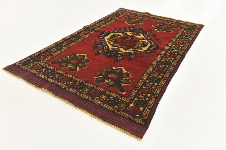 Detail image of 2' 10 x 4' 6 Hand Knotted Sumak Wool Rug