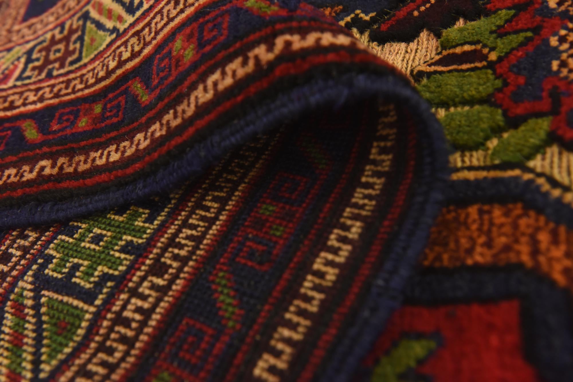 4' 2 x 6' 4 Hand Knotted Sumak Wool Rug
