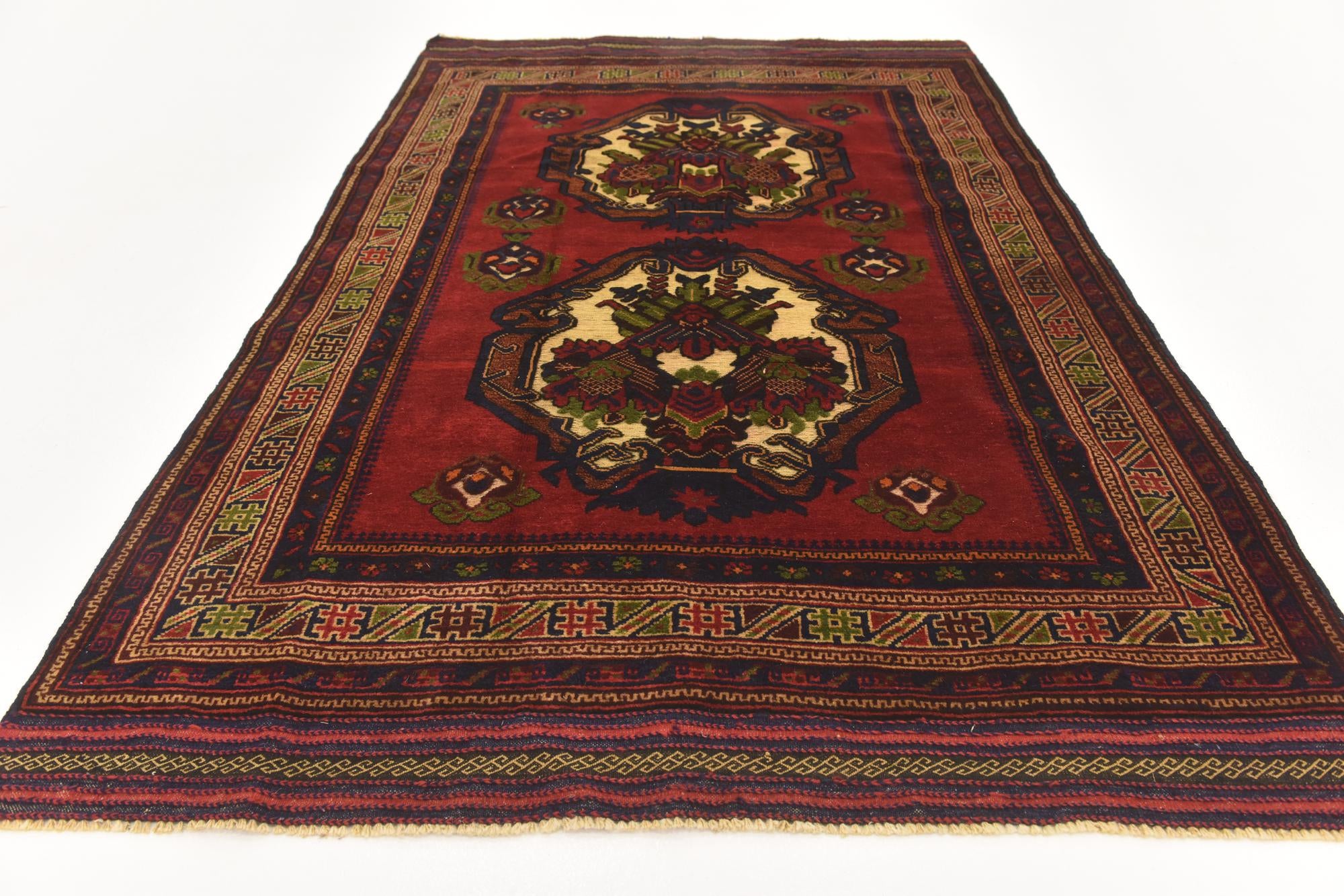 4' 2 x 6' 4 Hand Knotted Sumak Wool Rug