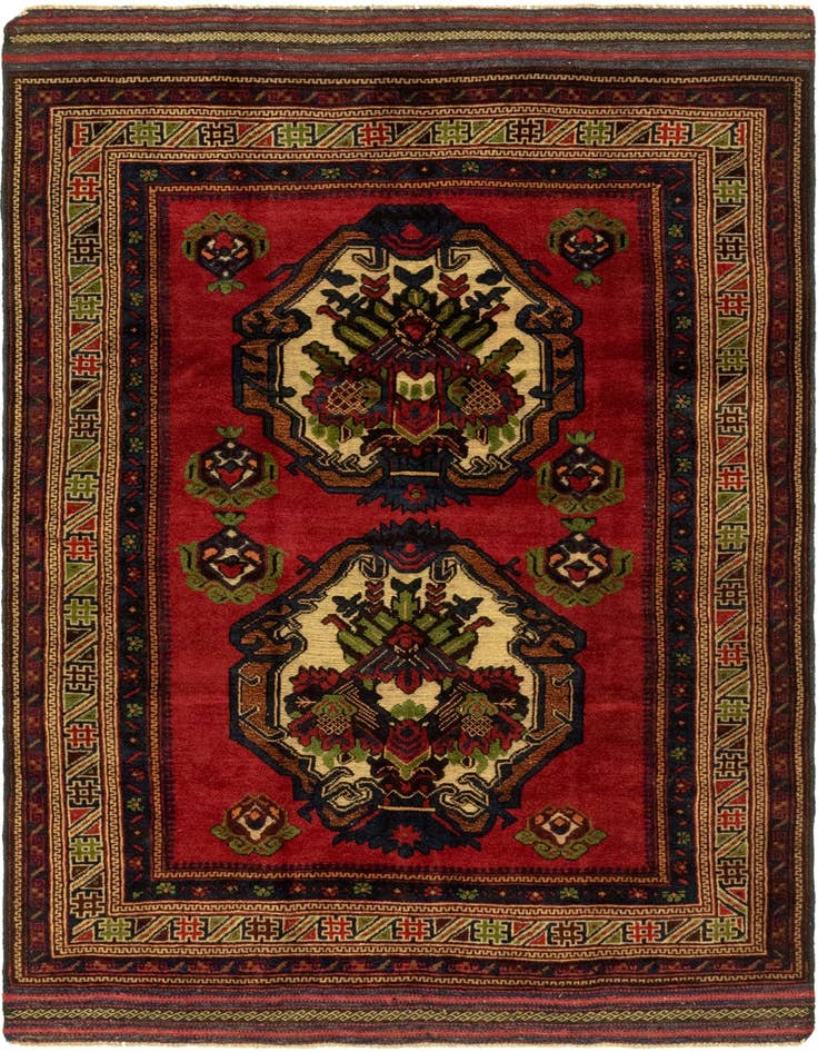 Detail image of 4' 2 x 6' 4 Hand Knotted Sumak Wool Rug