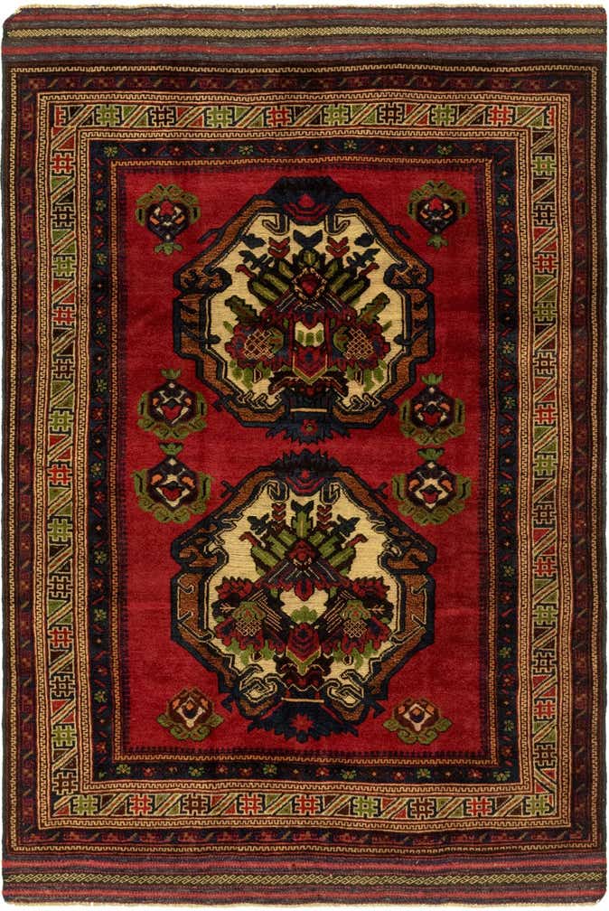 4' 2 x 6' 4 Hand Knotted Sumak Wool Rug