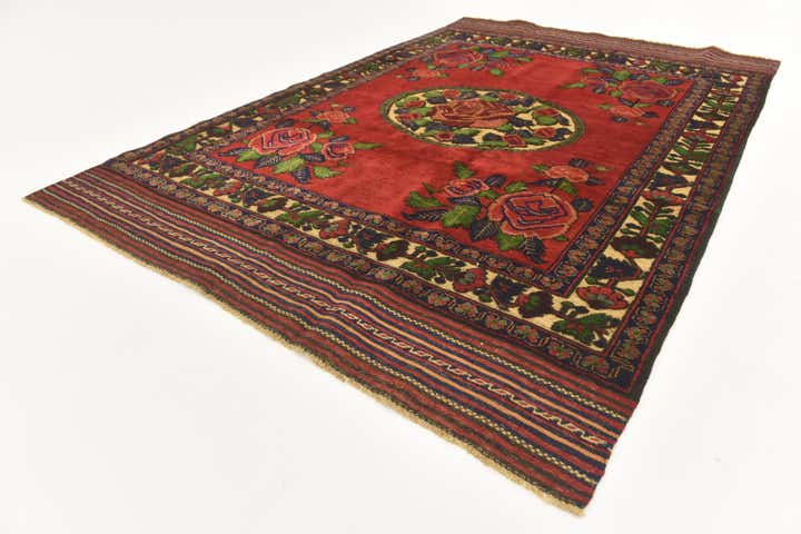 4' 3 x 6' 5 Hand Knotted Sumak Wool Rug