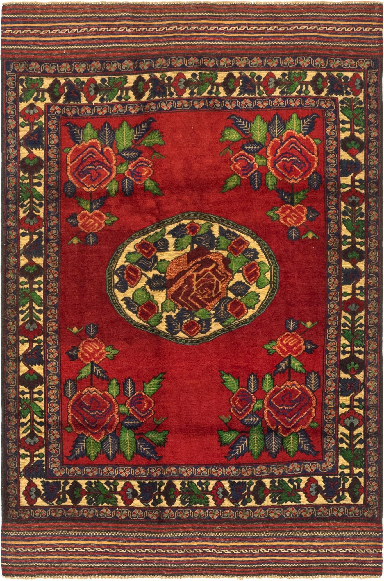 4' 3 x 6' 5 Hand Knotted Sumak Wool Rug