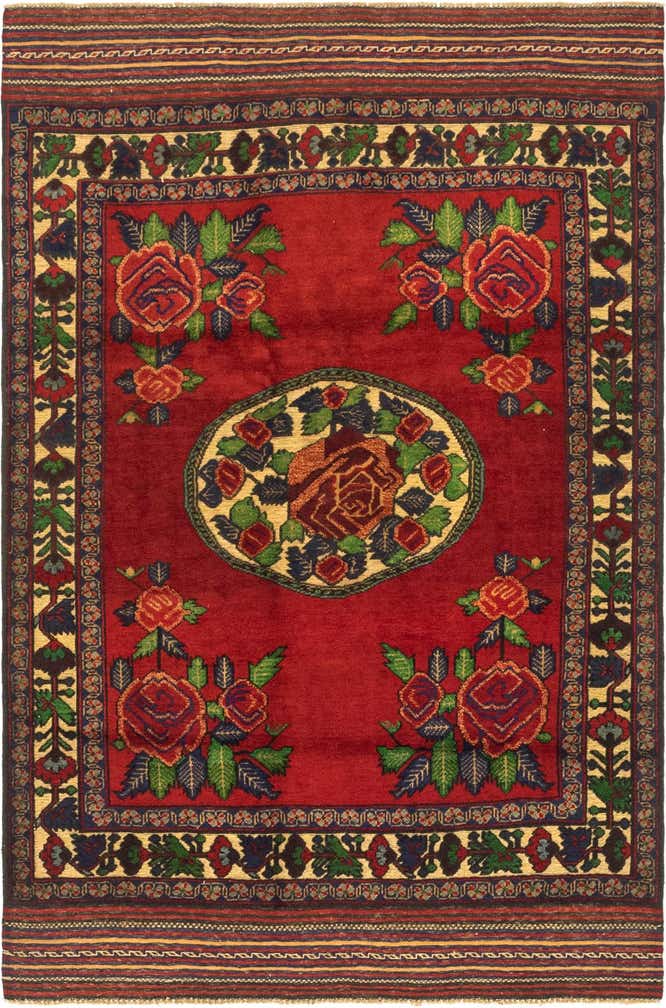 4' 3 x 6' 5 Hand Knotted Sumak Wool Rug