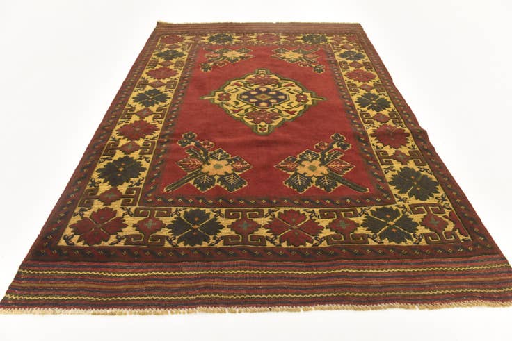 Detail image of 4' 2 x 6' 2 Hand Knotted Sumak Wool Rug