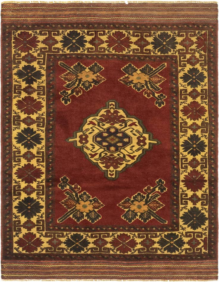 Detail image of 4' 2 x 6' 2 Hand Knotted Sumak Wool Rug