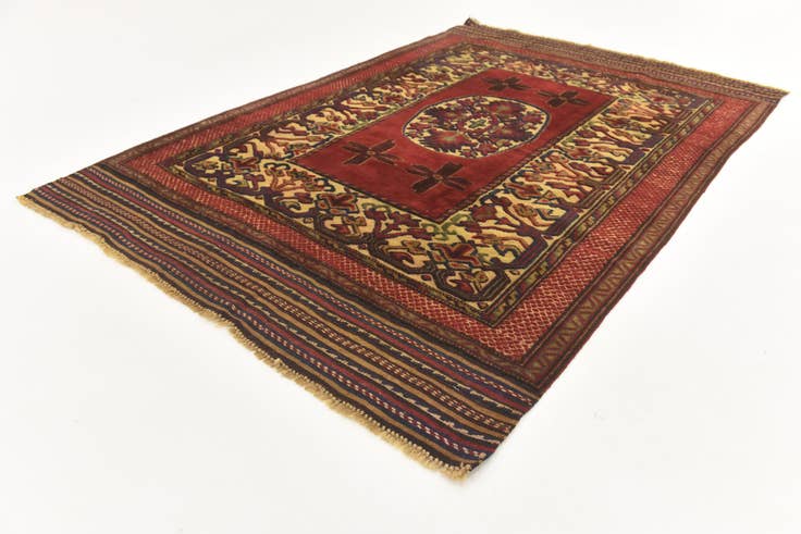 Detail image of 3' 11 x 6' Hand Knotted Sumak Wool Rug