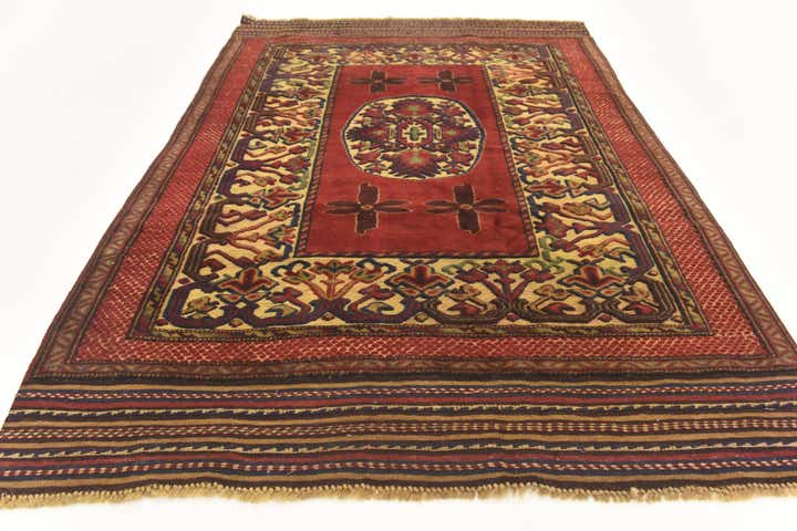3' 11 x 6' Hand Knotted Sumak Wool Rug