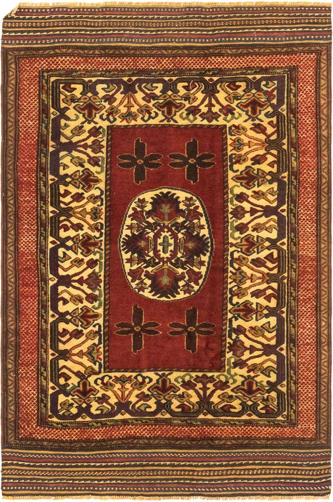 3' 11 x 6' Hand Knotted Sumak Wool Rug