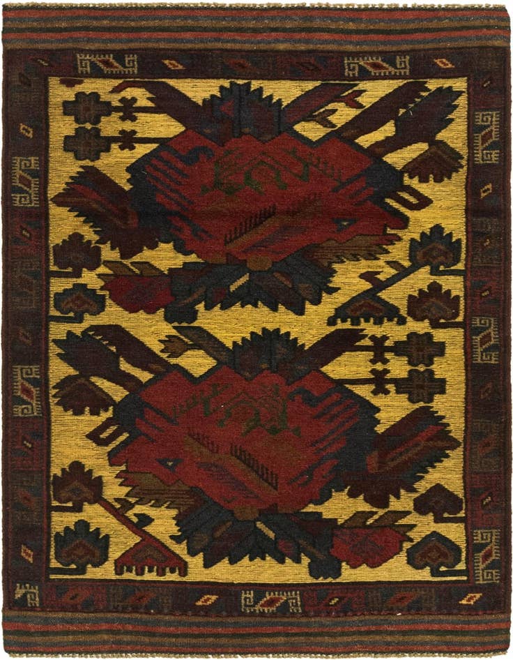 Detail image of 2' 10 x 4' 10 Hand Knotted Sumak Wool Rug