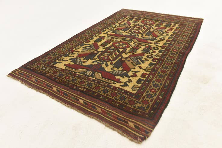 Detail image of 2' 10 x 4' 10 Hand Knotted Sumak Wool Rug