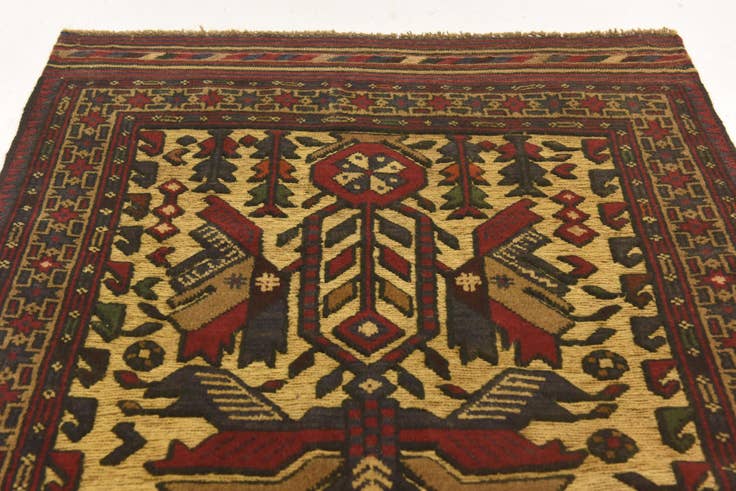 Detail image of 2' 10 x 4' 10 Hand Knotted Sumak Wool Rug