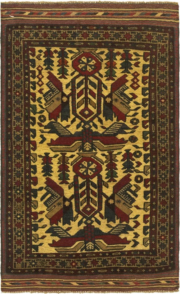 Detail image of 2' 10 x 4' 10 Hand Knotted Sumak Wool Rug