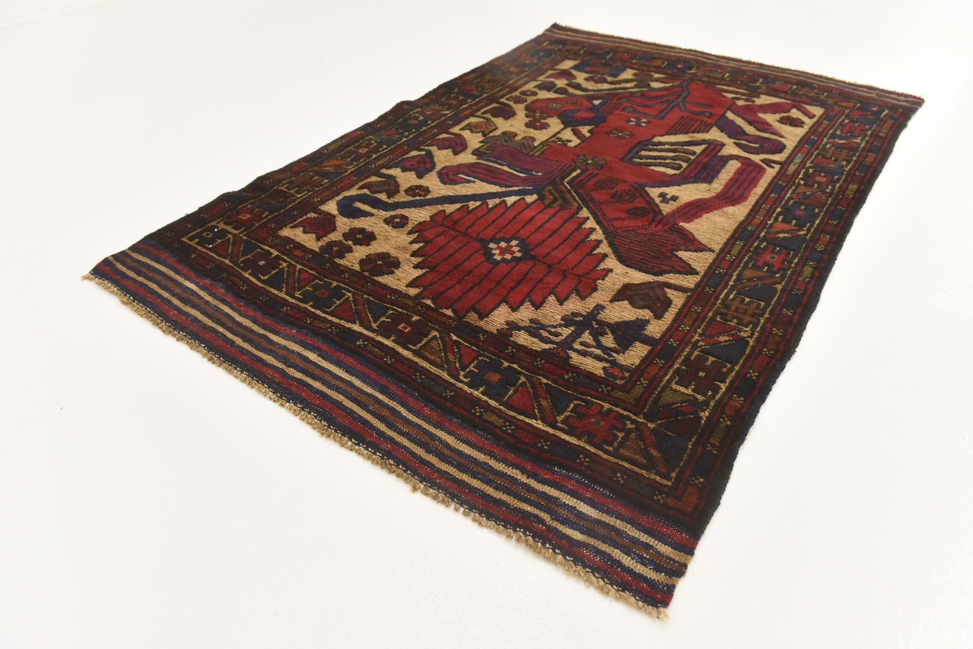 3' x 4' 4 Hand Knotted Sumak Wool Rug