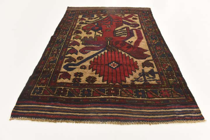 3' x 4' 4 Hand Knotted Sumak Wool Rug