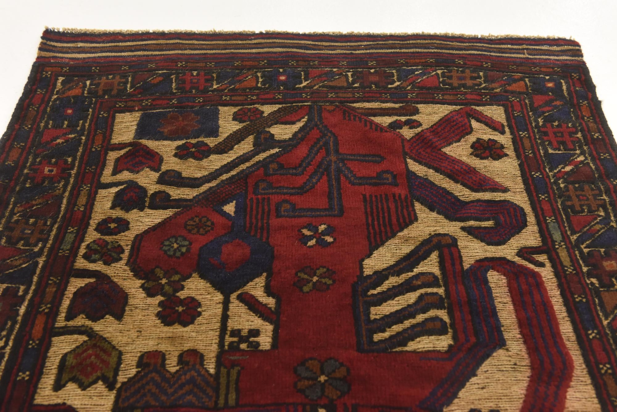 3' x 4' 4 Hand Knotted Sumak Wool Rug