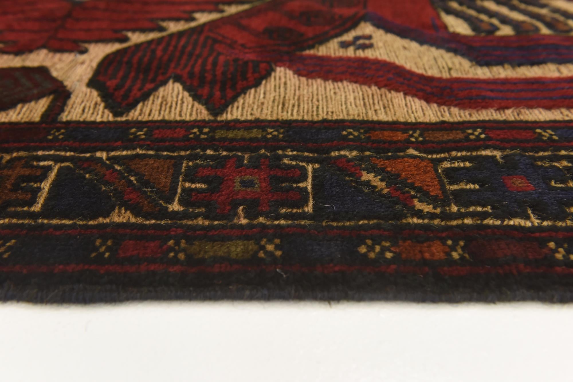 3' x 4' 4 Hand Knotted Sumak Wool Rug