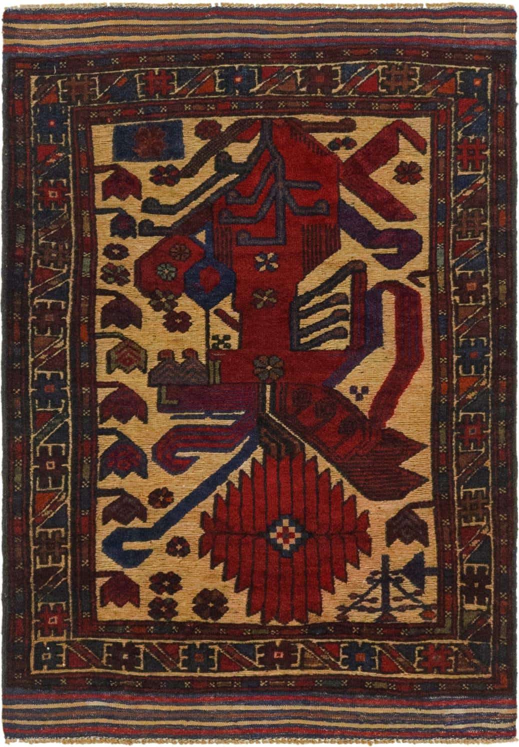 3' x 4' 4 Hand Knotted Sumak Wool Rug