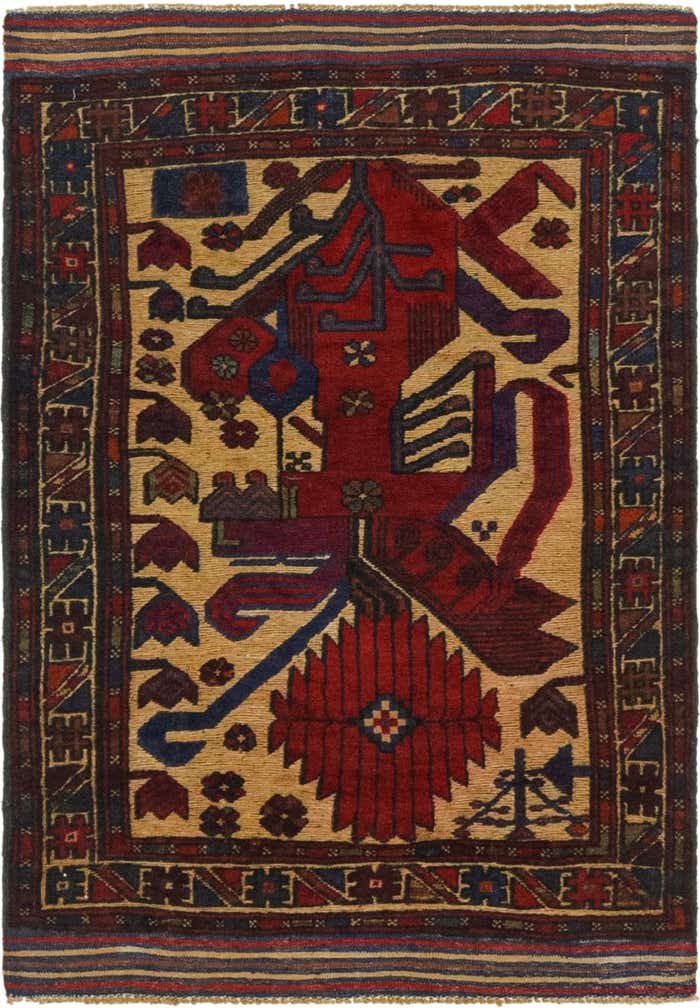 3' x 4' 4 Hand Knotted Sumak Wool Rug