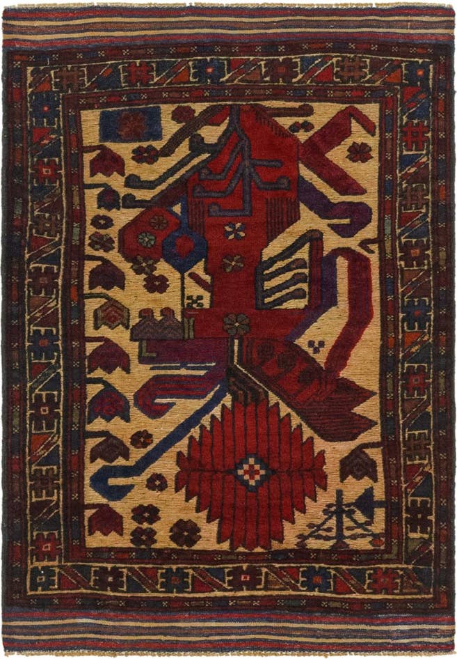 Detail image of 3' x 4' 4 Hand Knotted Sumak Wool Rug