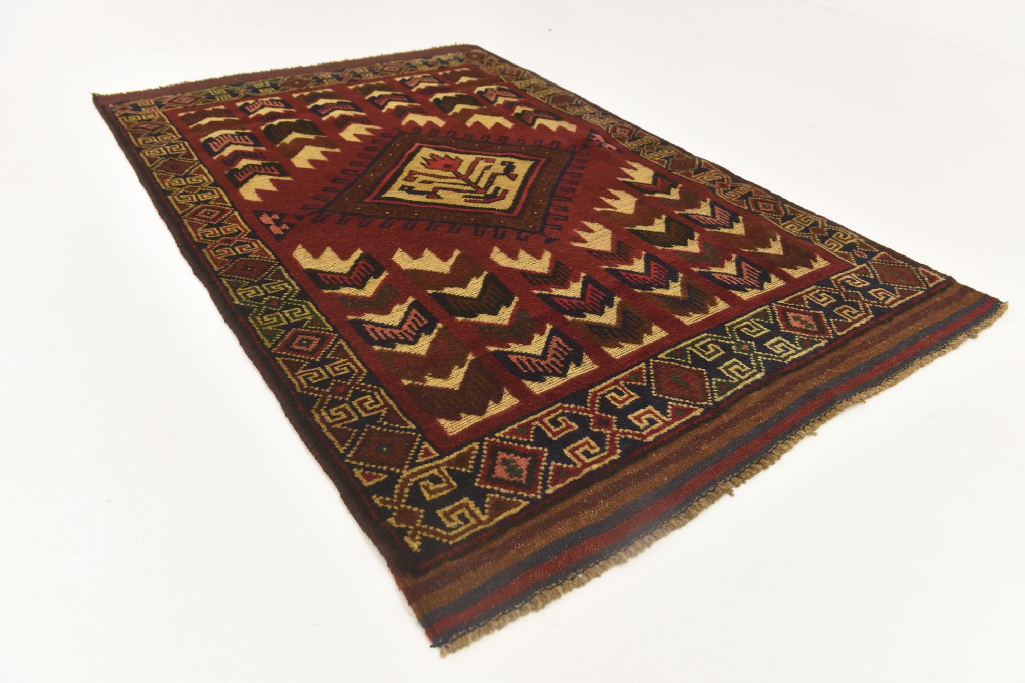 3' x 4' 7 Hand Knotted Sumak Wool Rug