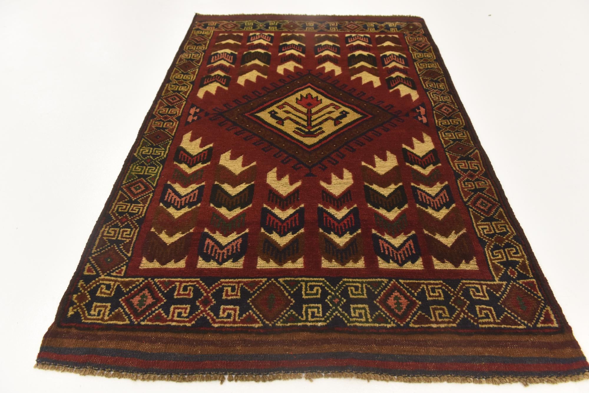 3' x 4' 7 Hand Knotted Sumak Wool Rug
