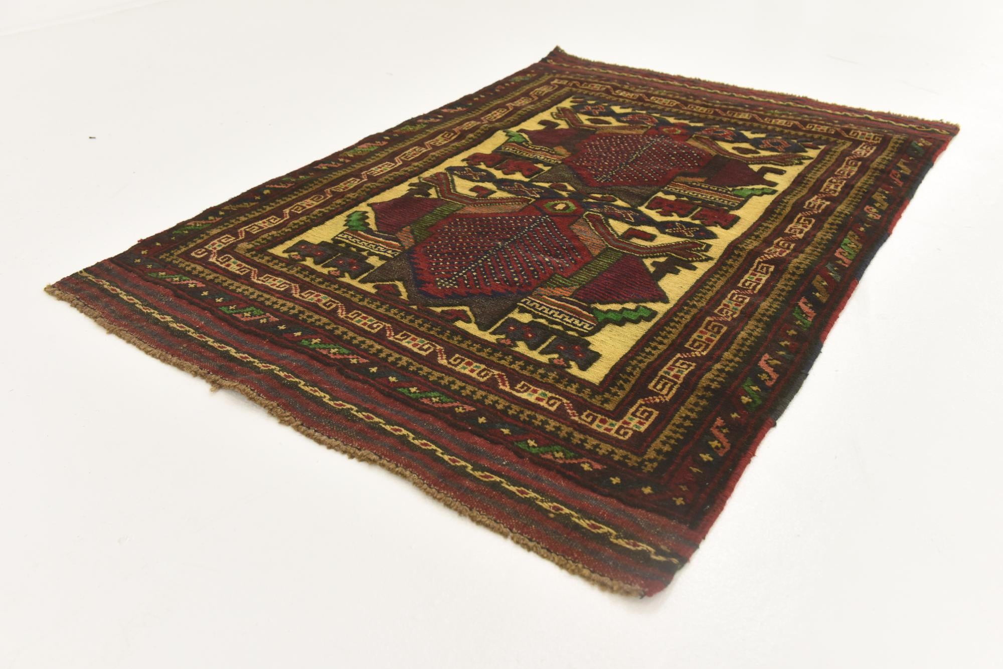 3' x 4' 5 Hand Knotted Sumak Wool Rug