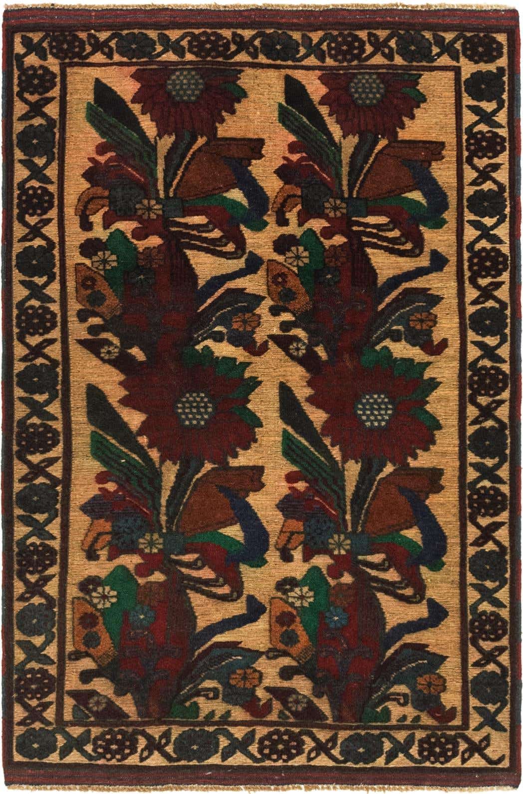 3' x 4' 8 Hand Knotted Sumak Wool Rug