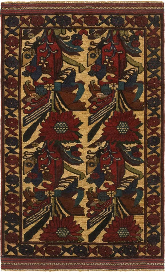 Detail image of 2' 10 x 4' 5 Hand Knotted Sumak Wool Rug