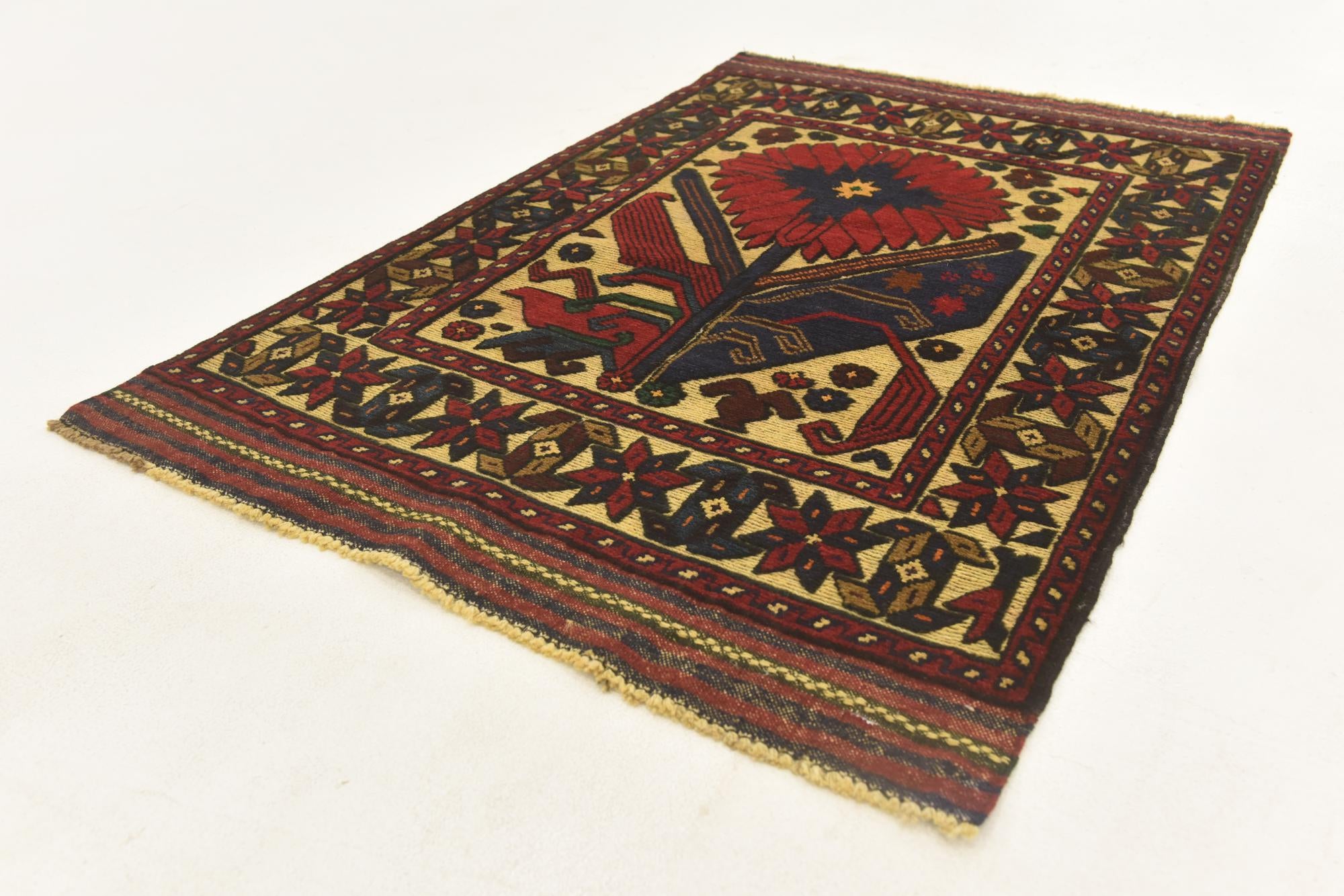 2' 9 x 4' 4 Hand Knotted Sumak Wool Rug