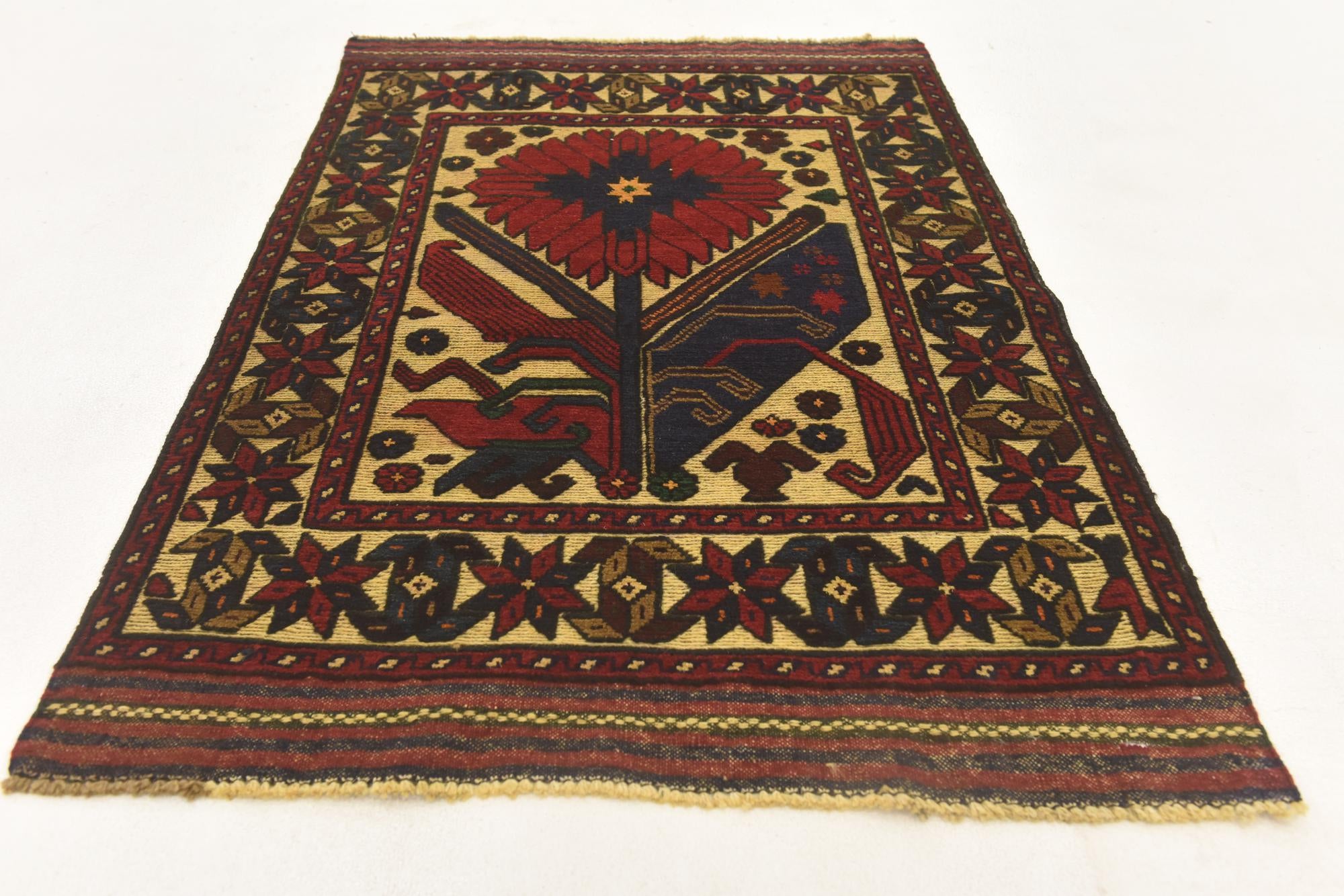 2' 9 x 4' 4 Hand Knotted Sumak Wool Rug