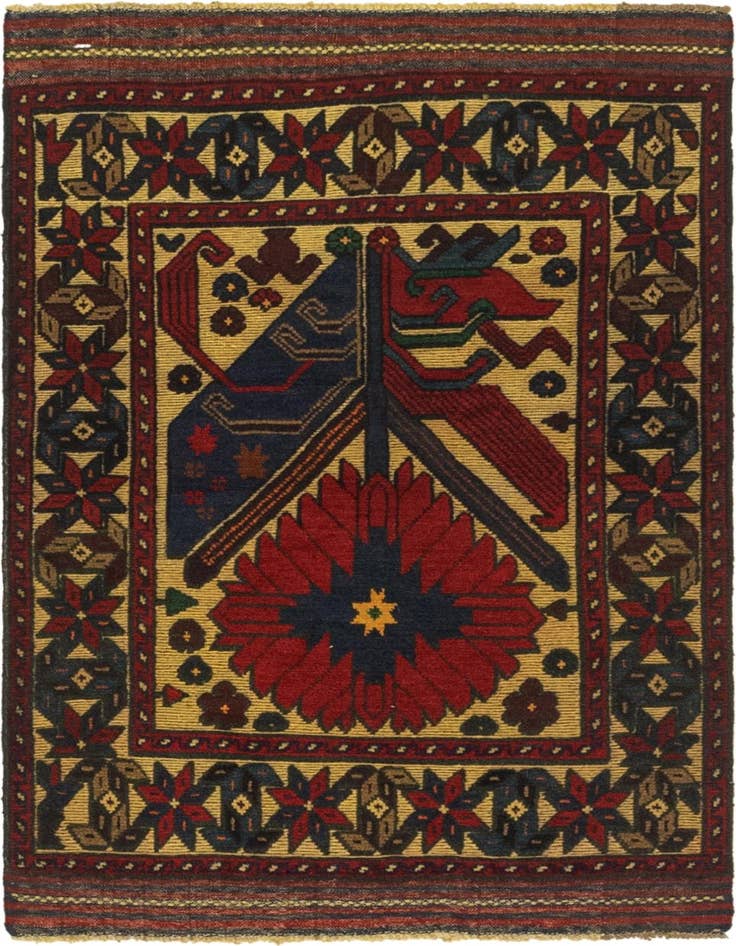 Detail image of 2' 9 x 4' 4 Hand Knotted Sumak Wool Rug