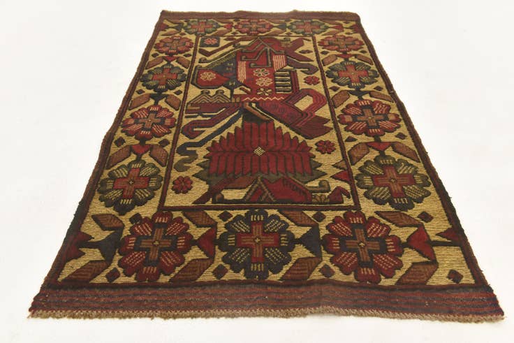 Detail image of 2' 9 x 4' 8 Hand Knotted Sumak Wool Rug