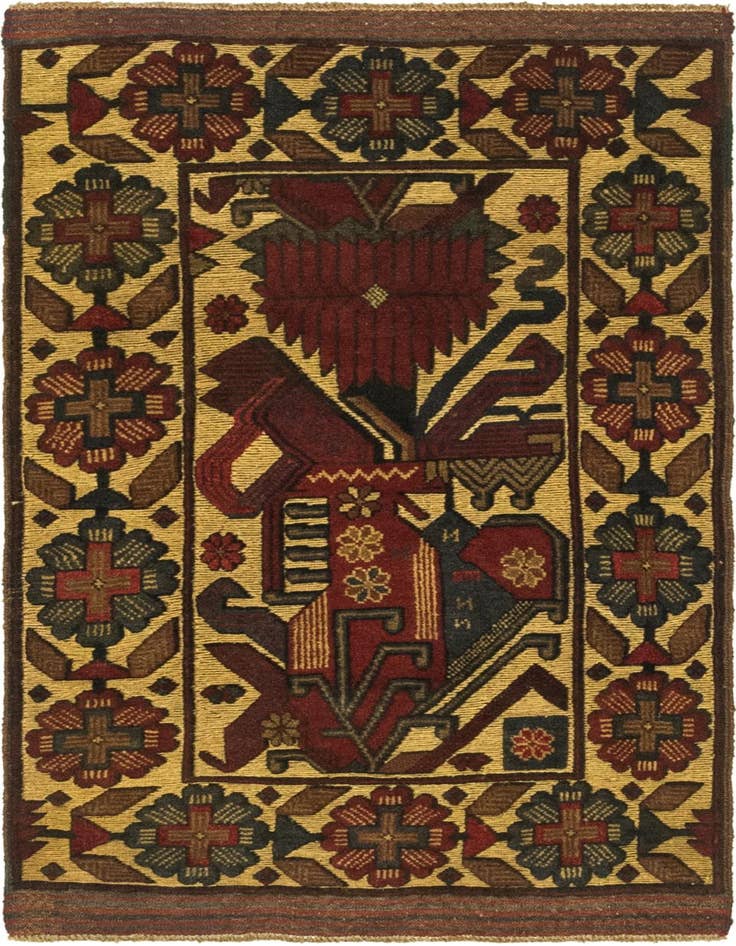 Detail image of 2' 9 x 4' 8 Hand Knotted Sumak Wool Rug